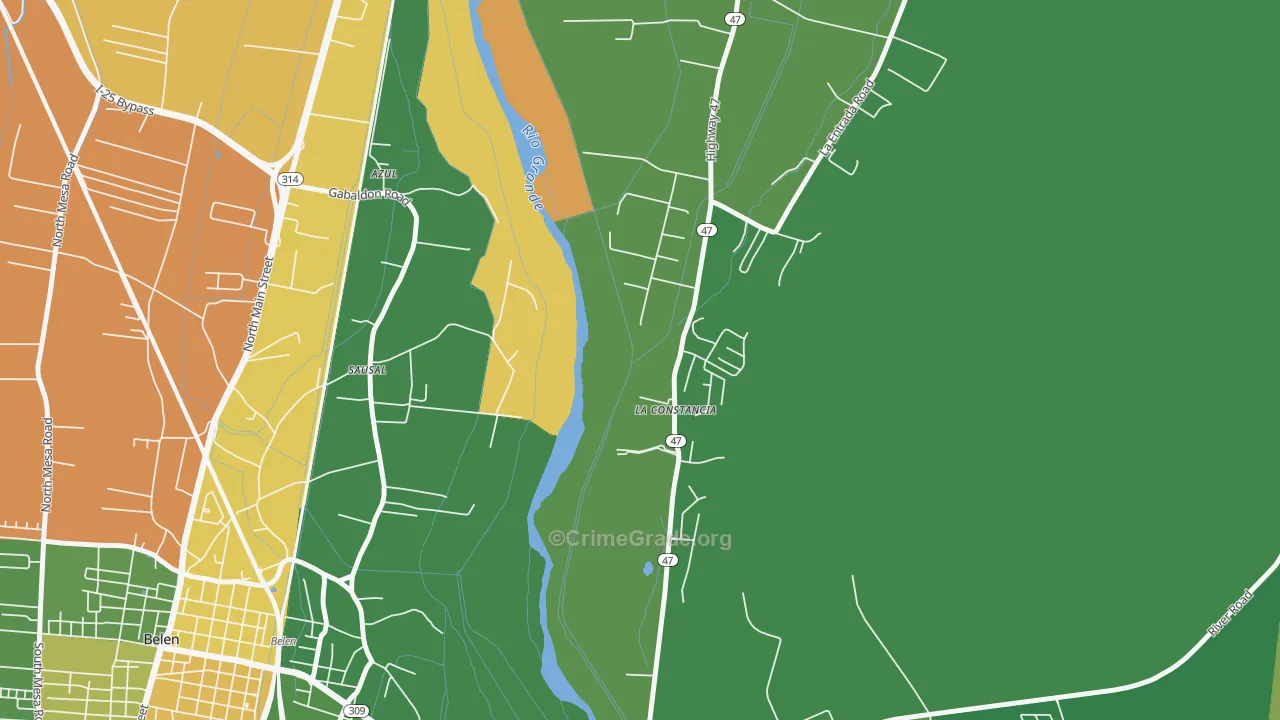 La Constancia, NM Map of Robbery Rates