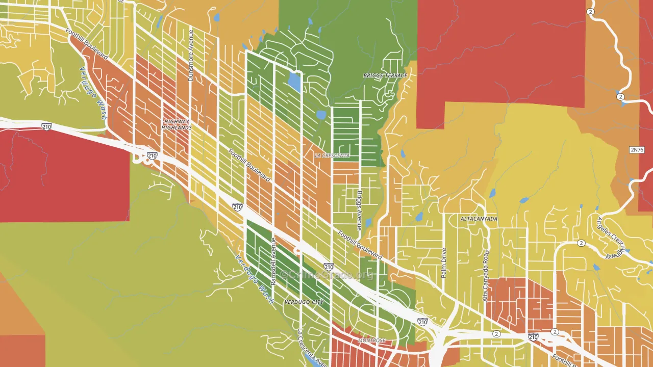 La Crescenta-Montrose, CA Map of Robbery Rates