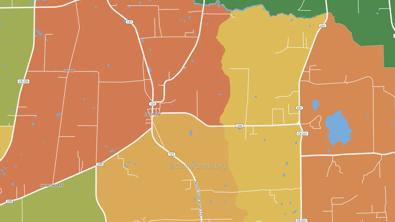La Crosse, FL Map of Robbery Rates