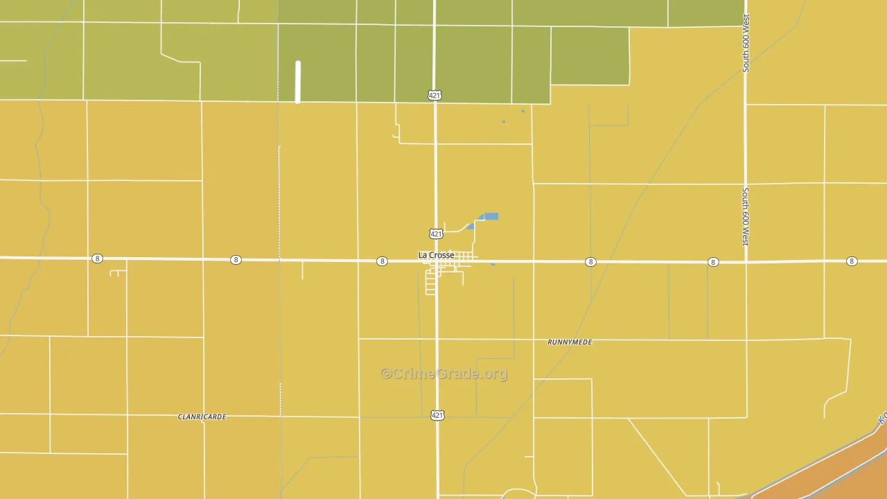 La Crosse, IN Map of Robbery Rates