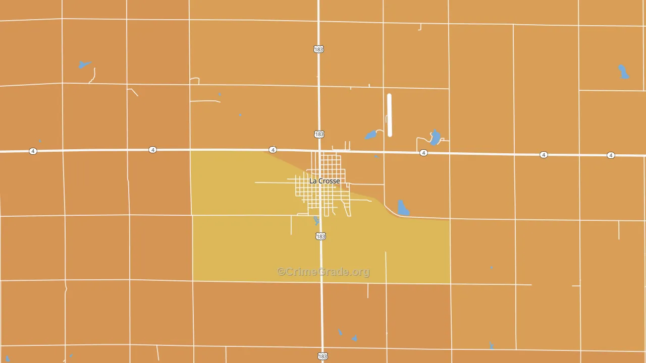 La Crosse, KS Map of Robbery Rates