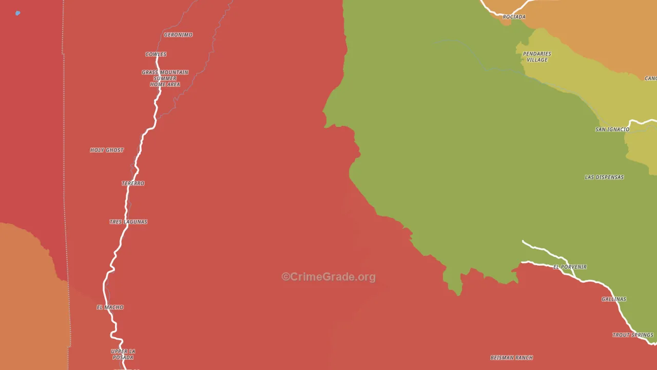 La Cueva, NM Map of Robbery Rates
