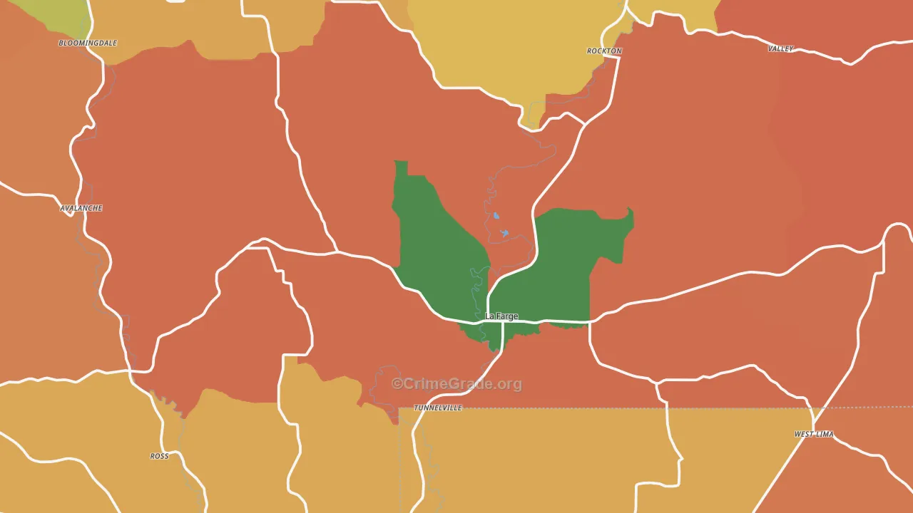La Farge, WI Map of Robbery Rates