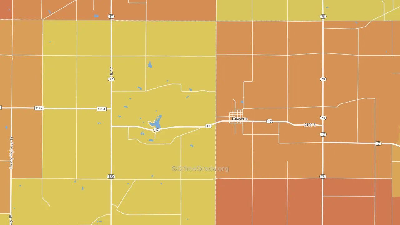 La Fayette, IL Map of Robbery Rates