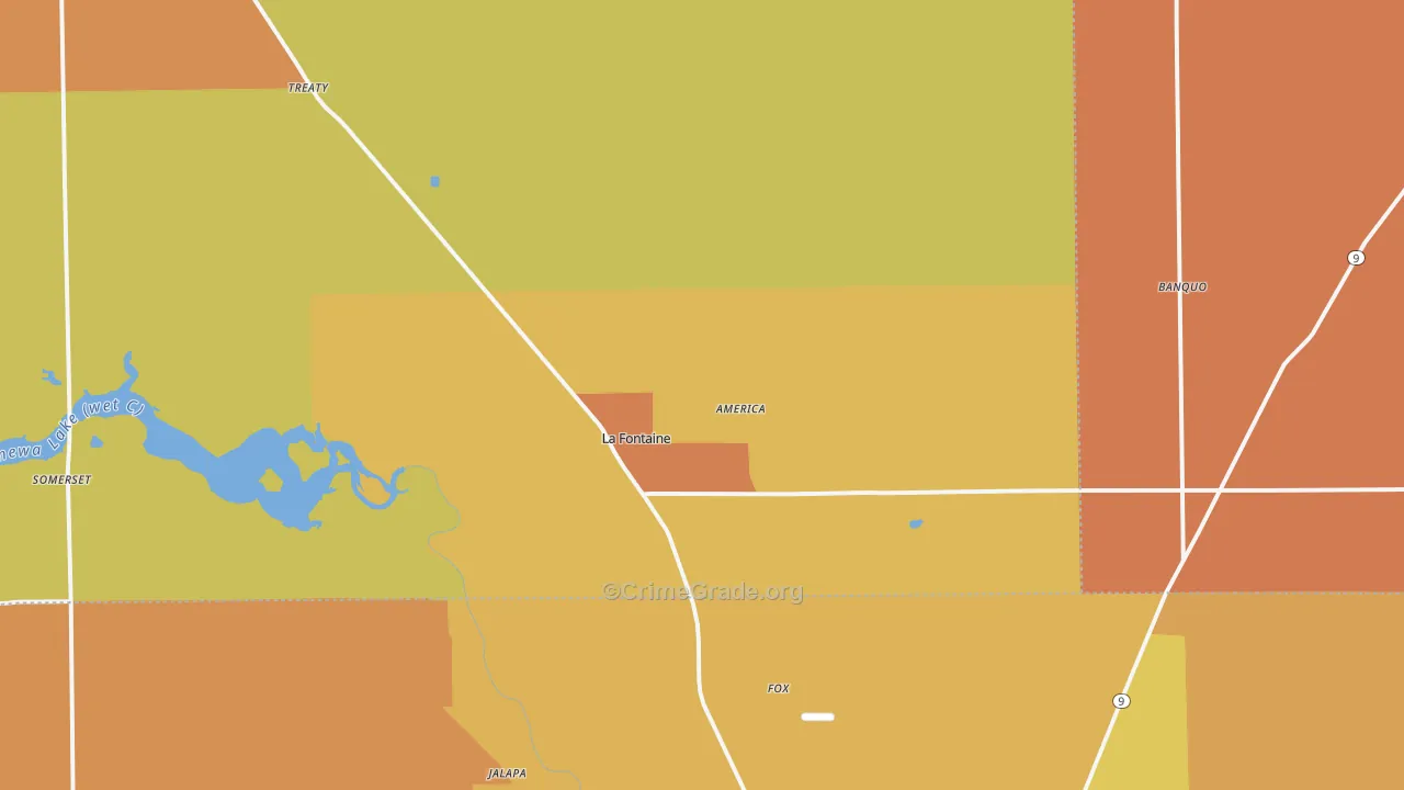 La Fontaine, IN Map of Robbery Rates