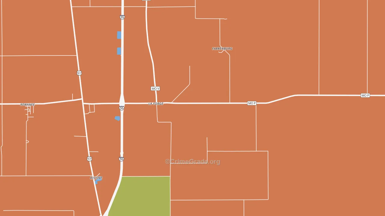 La Forge, MO Map of Robbery Rates