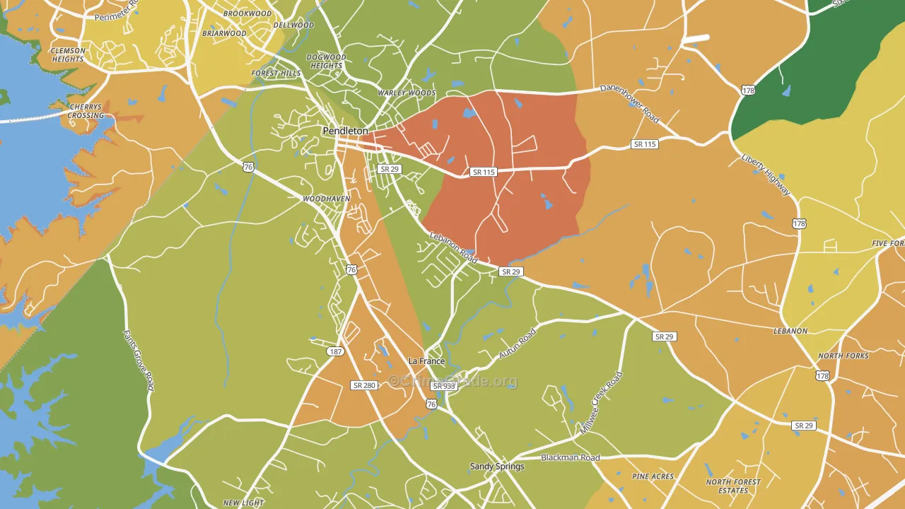 La France, SC Map of Robbery Rates