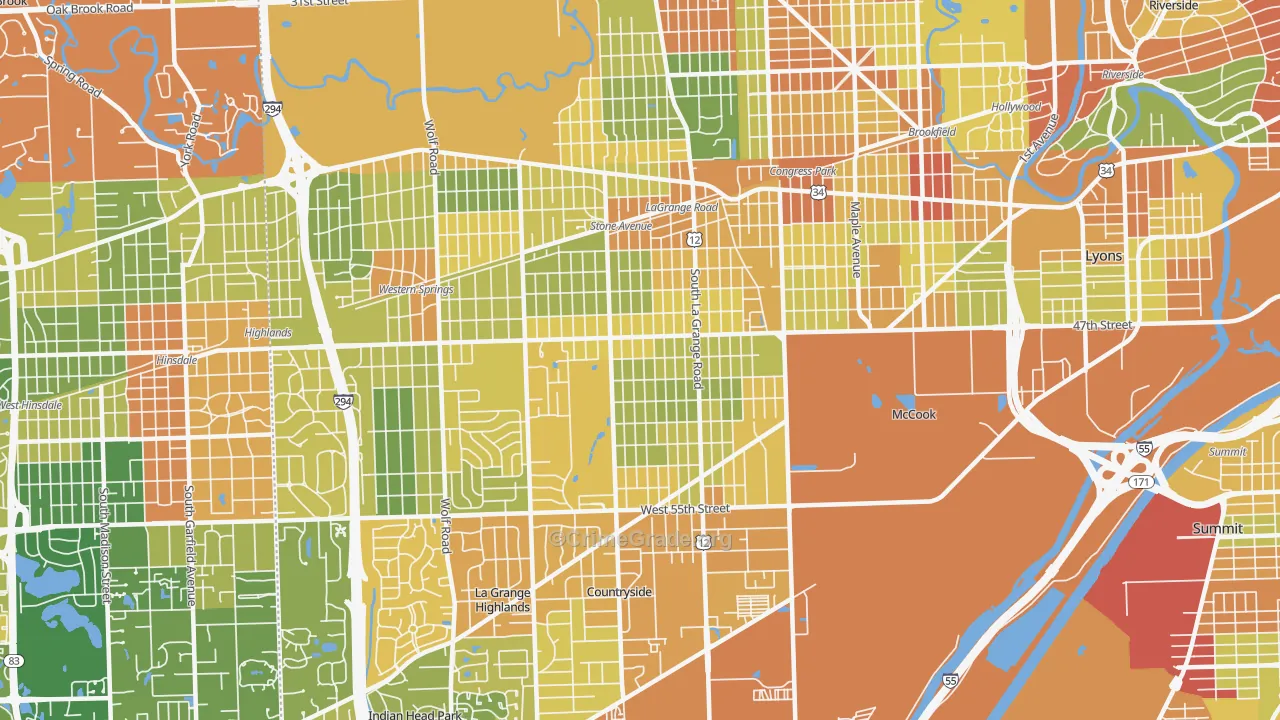 La Grange, IL Map of Robbery Rates