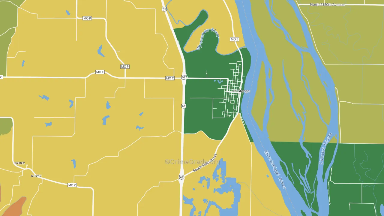 La Grange, MO Map of Robbery Rates