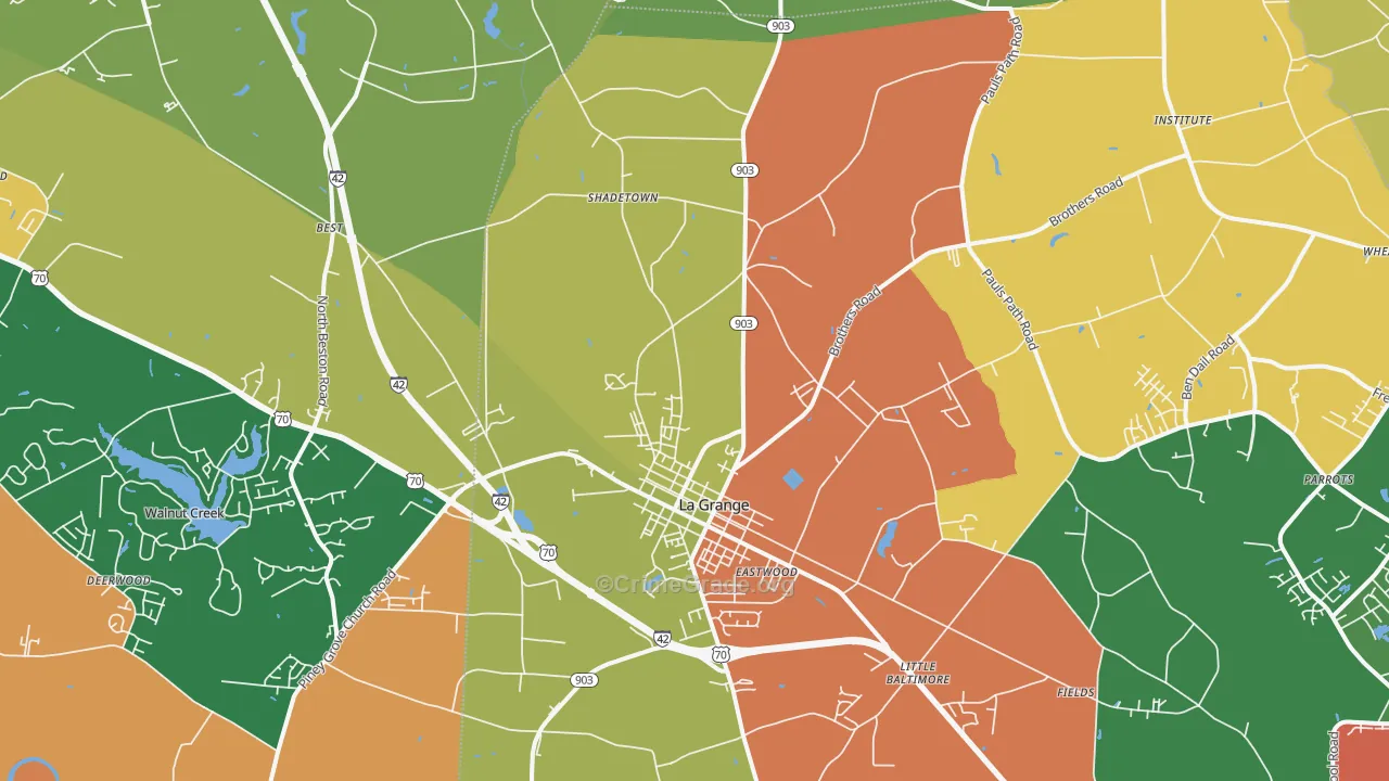 La Grange, NC Map of Robbery Rates