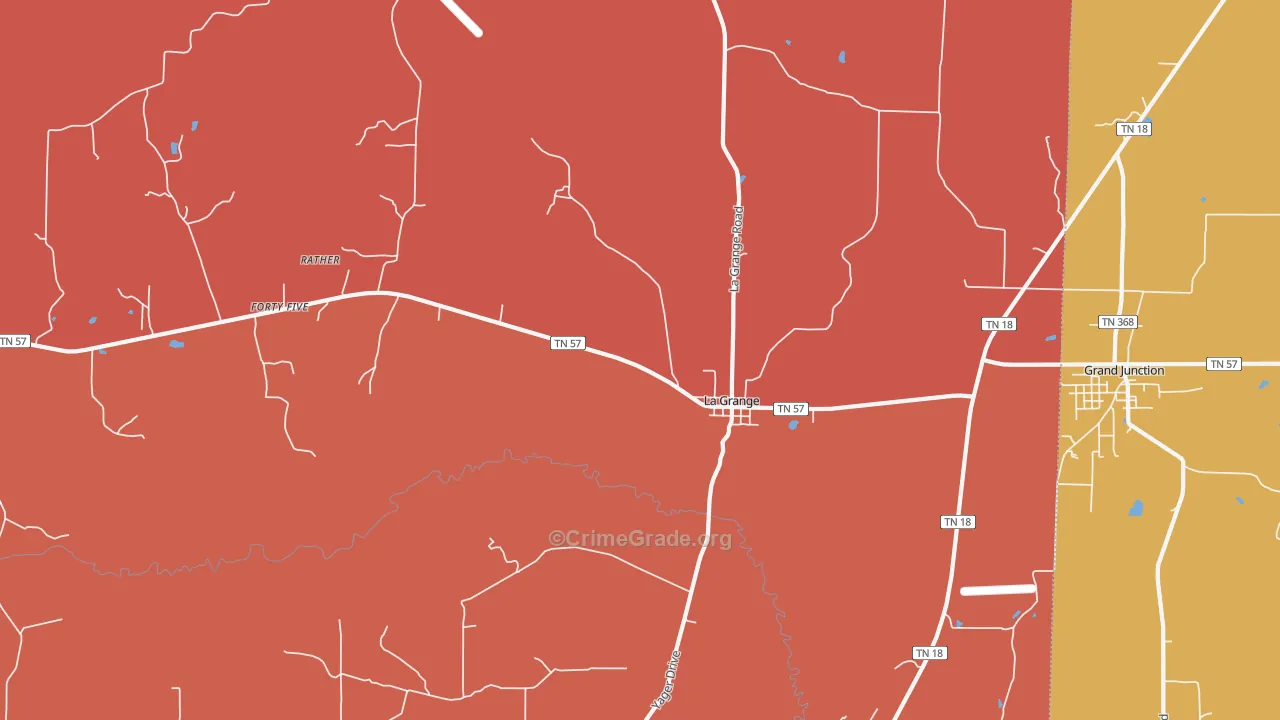 La Grange, TN Map of Robbery Rates