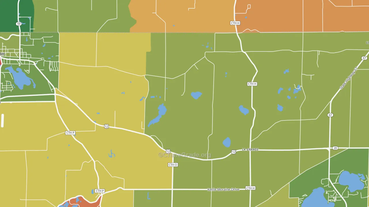 La Grange, WI Map of Robbery Rates