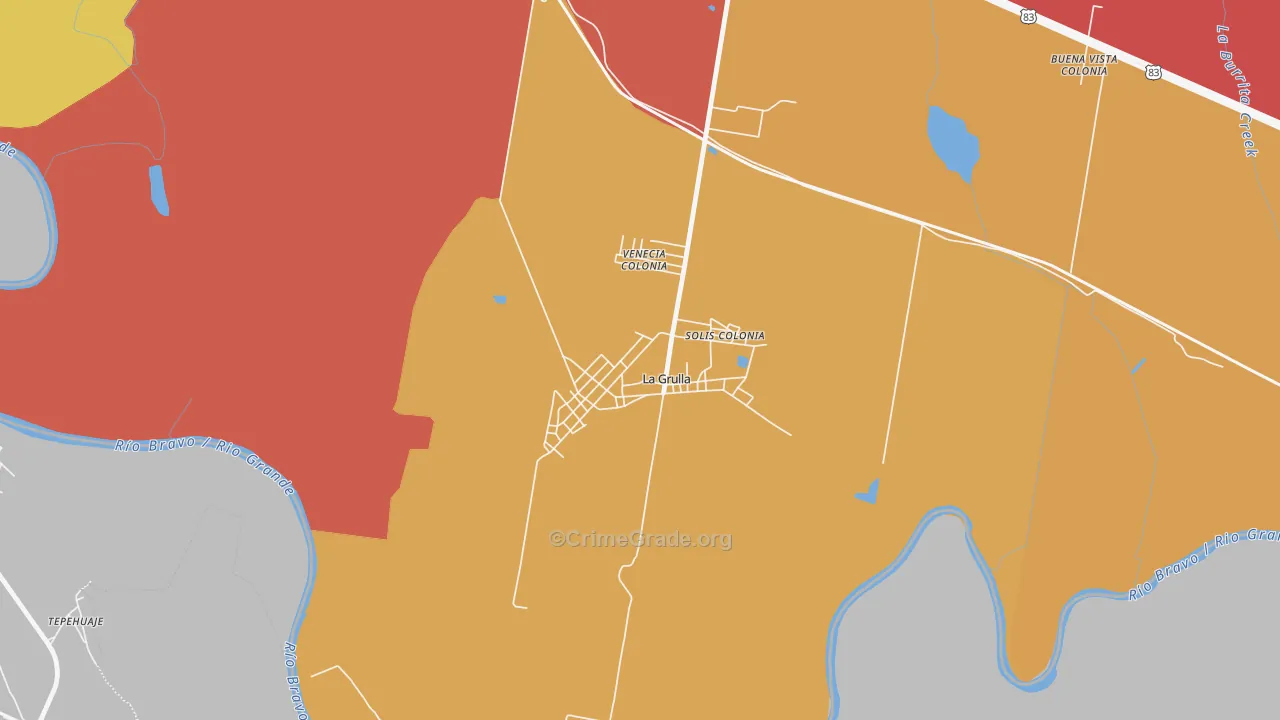 La Grulla, TX Map of Robbery Rates