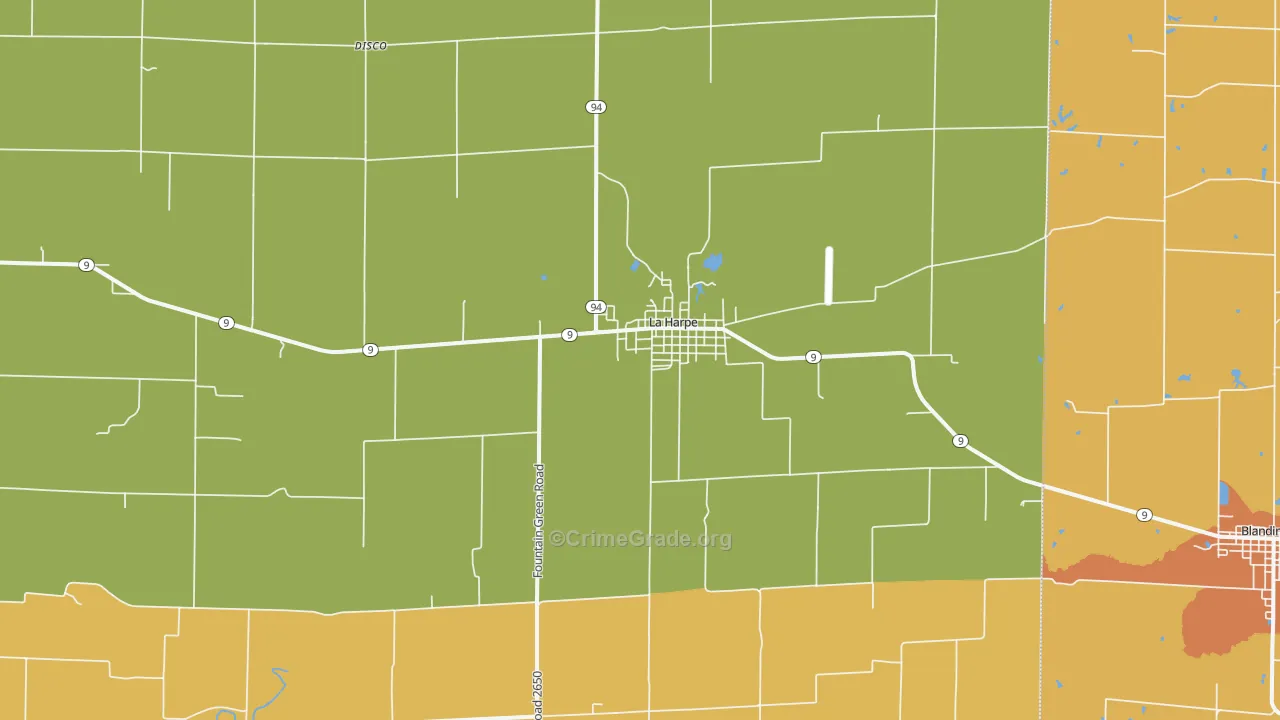 La Harpe, IL Map of Robbery Rates