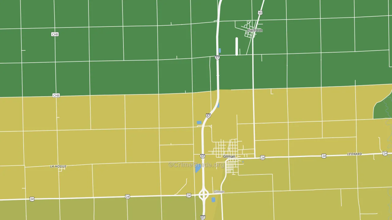 La Hogue, IL Map of Robbery Rates