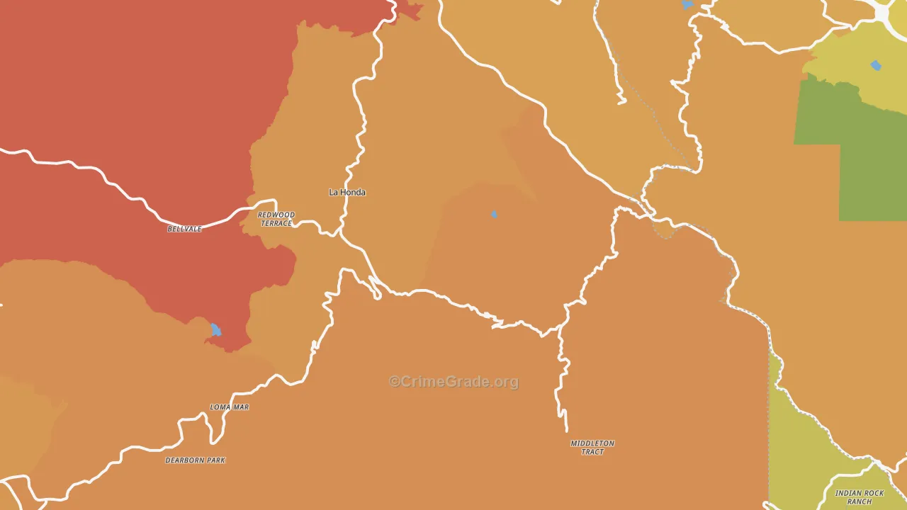 La Honda, CA Map of Robbery Rates