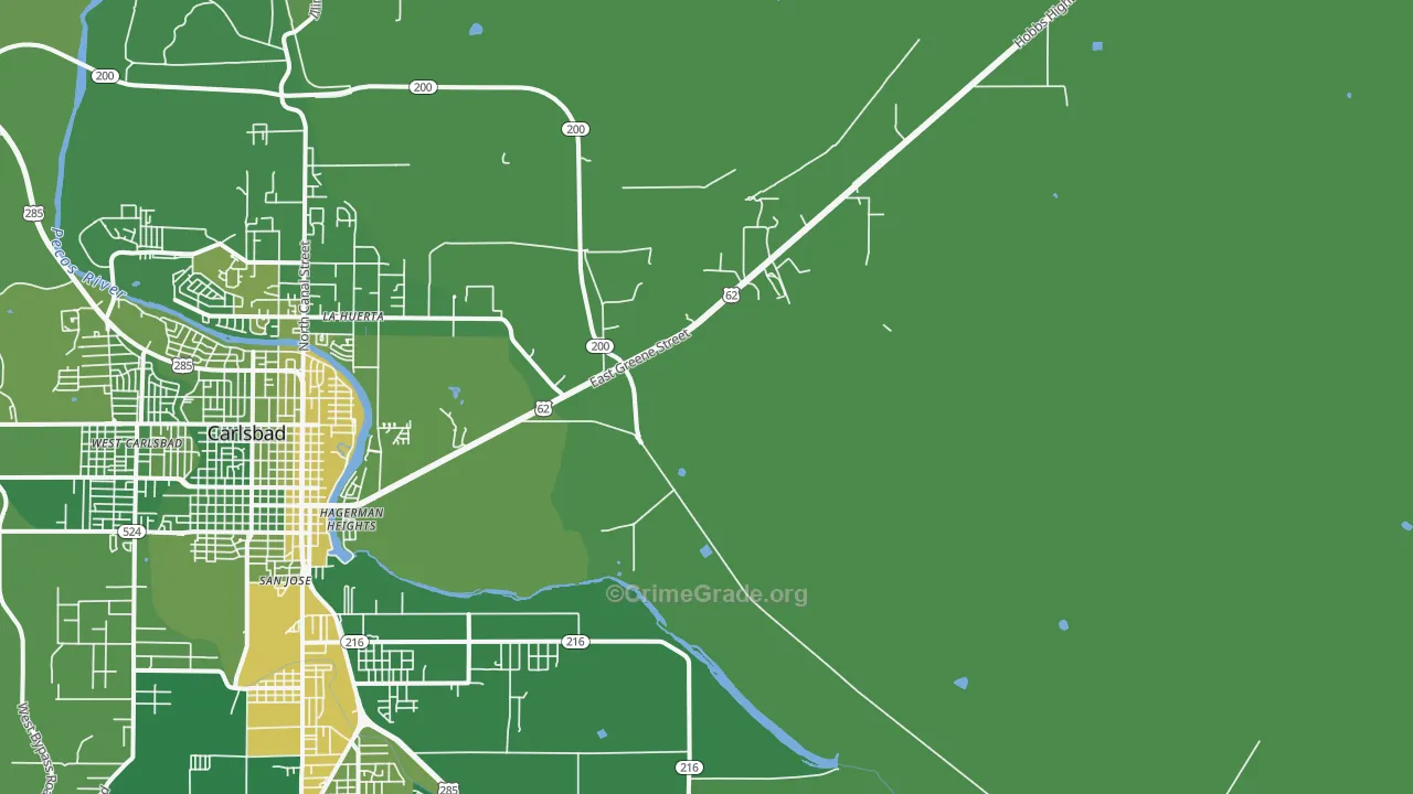 La Huerta, NM Map of Robbery Rates