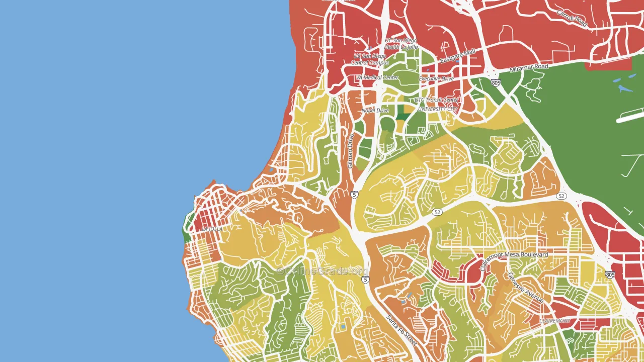 La Jolla, CA Map of Robbery Rates