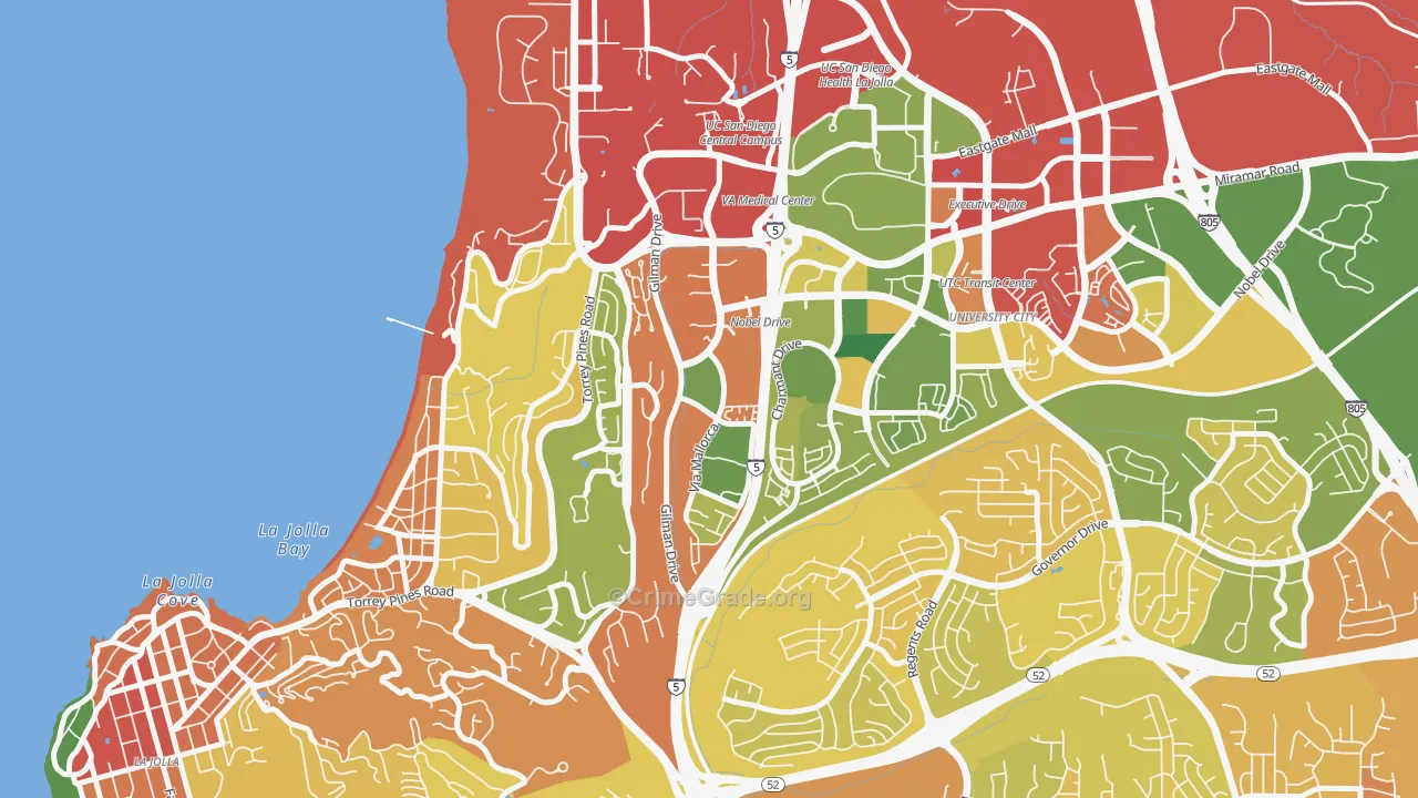 La Jolla Village, La Jolla, CA Map of Robbery Rates