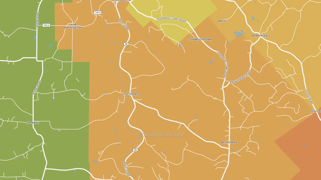 La Jose, PA Map of Robbery Rates