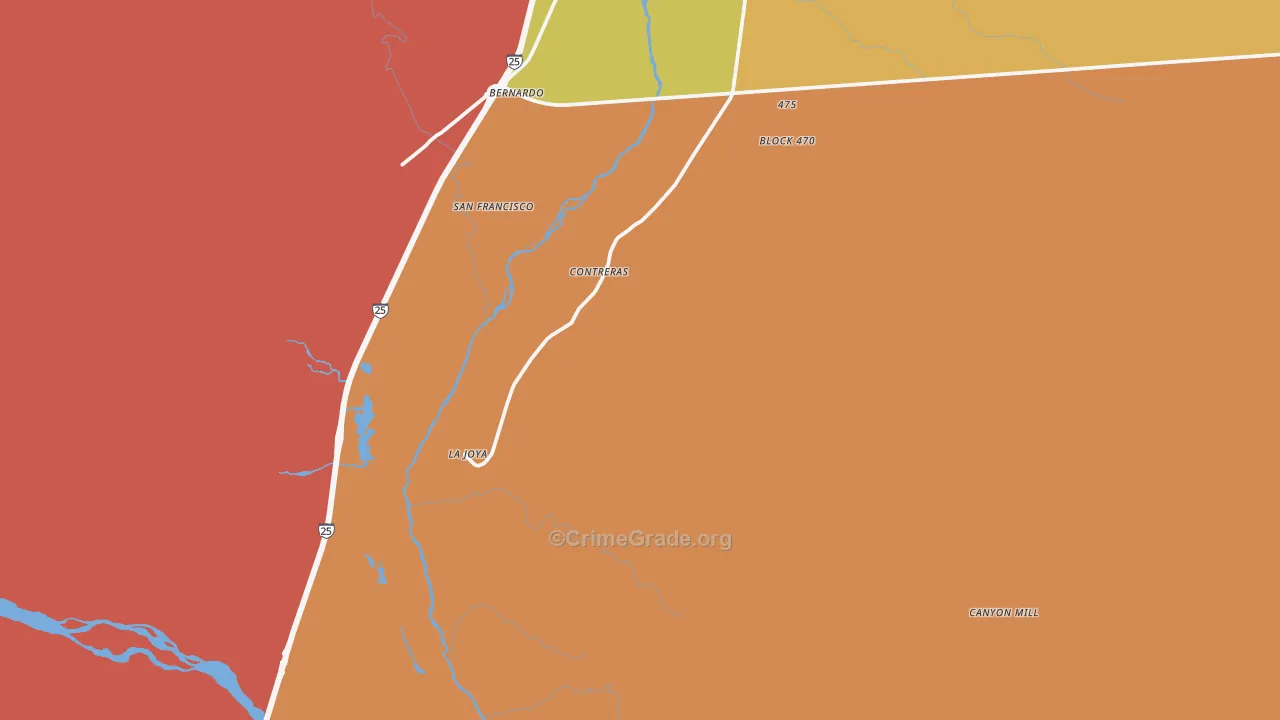 La Joya, NM Map of Robbery Rates