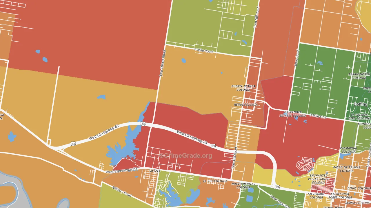 La Joya, TX Map of Robbery Rates