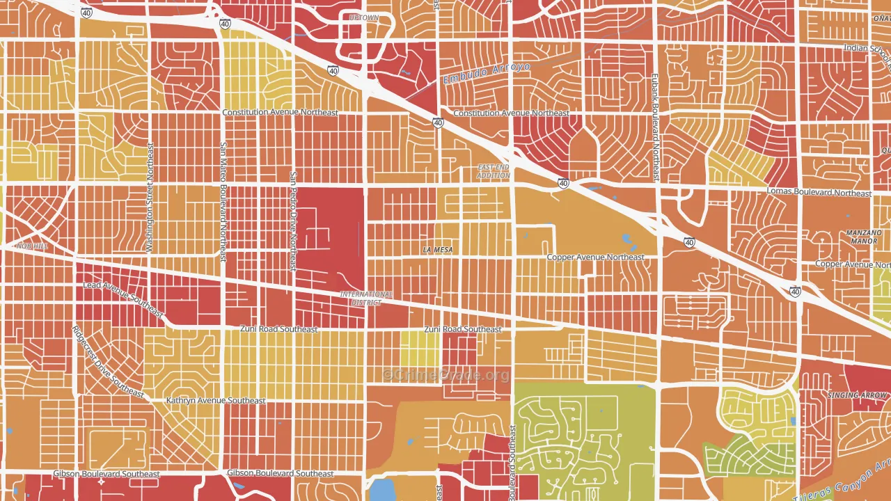 La Mesa, Albuquerque, NM Map of Robbery Rates
