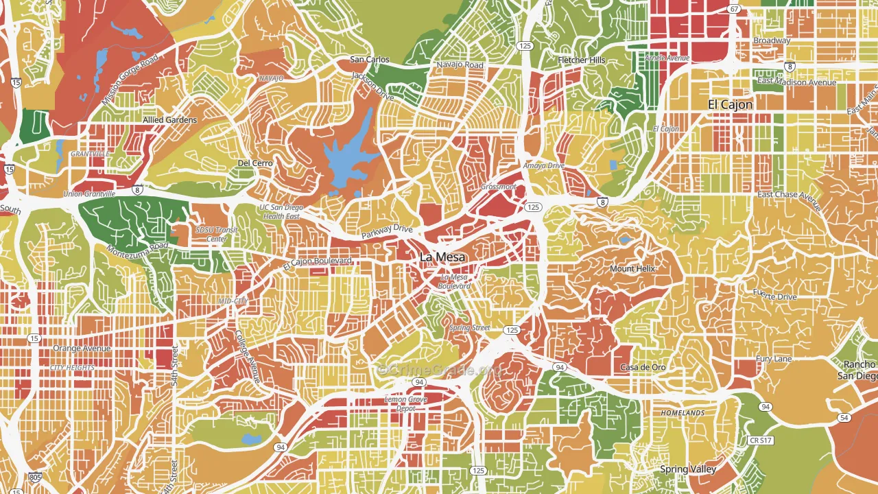 La Mesa, CA Map of Robbery Rates