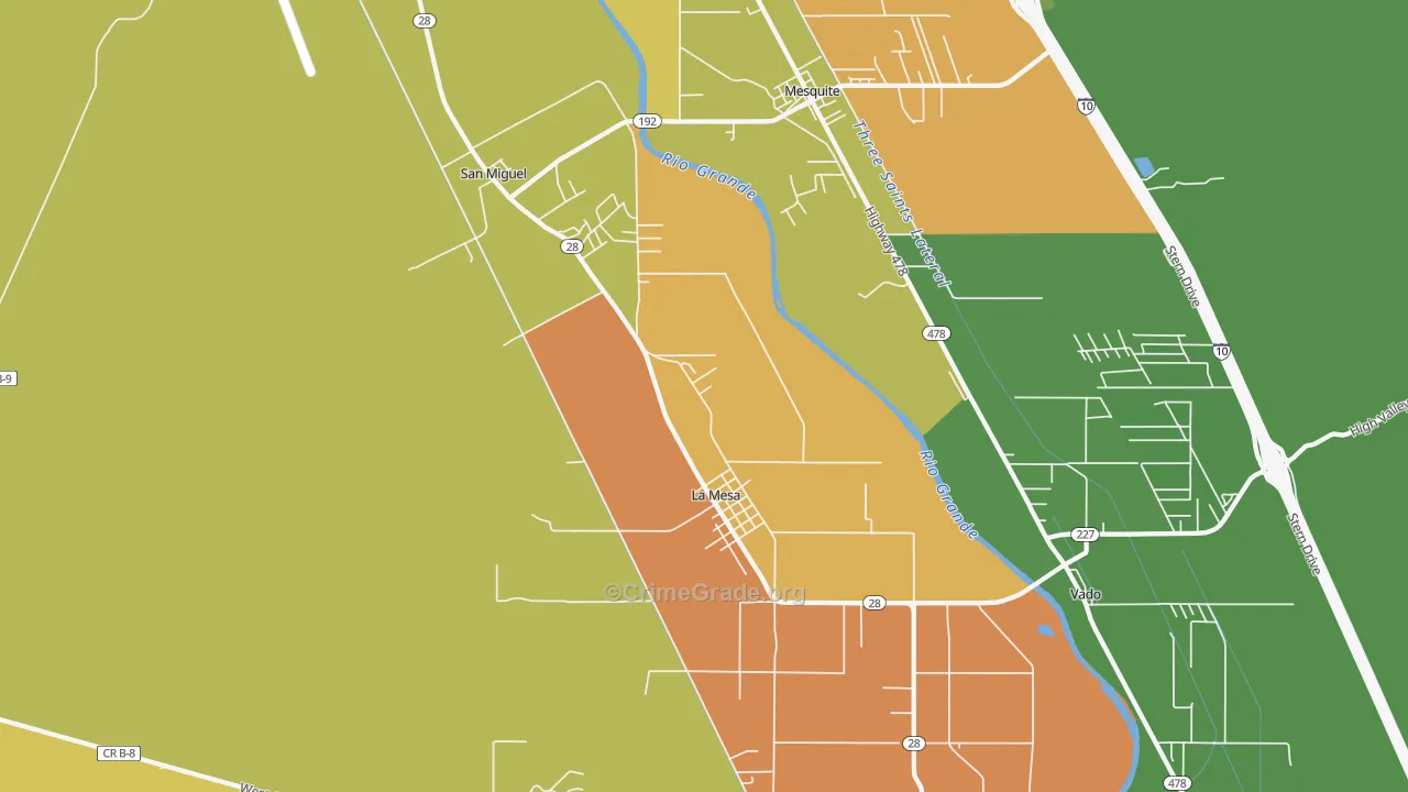 La Mesa, NM Map of Robbery Rates