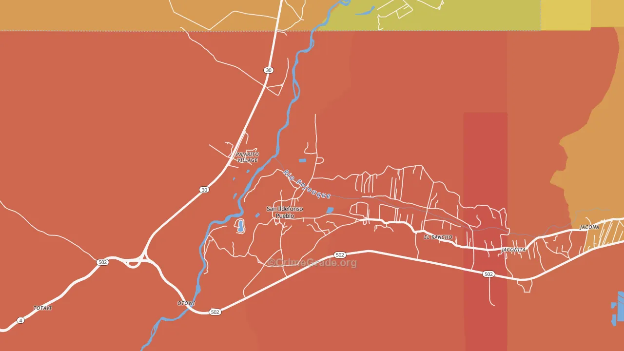 La Mesilla, NM Map of Robbery Rates