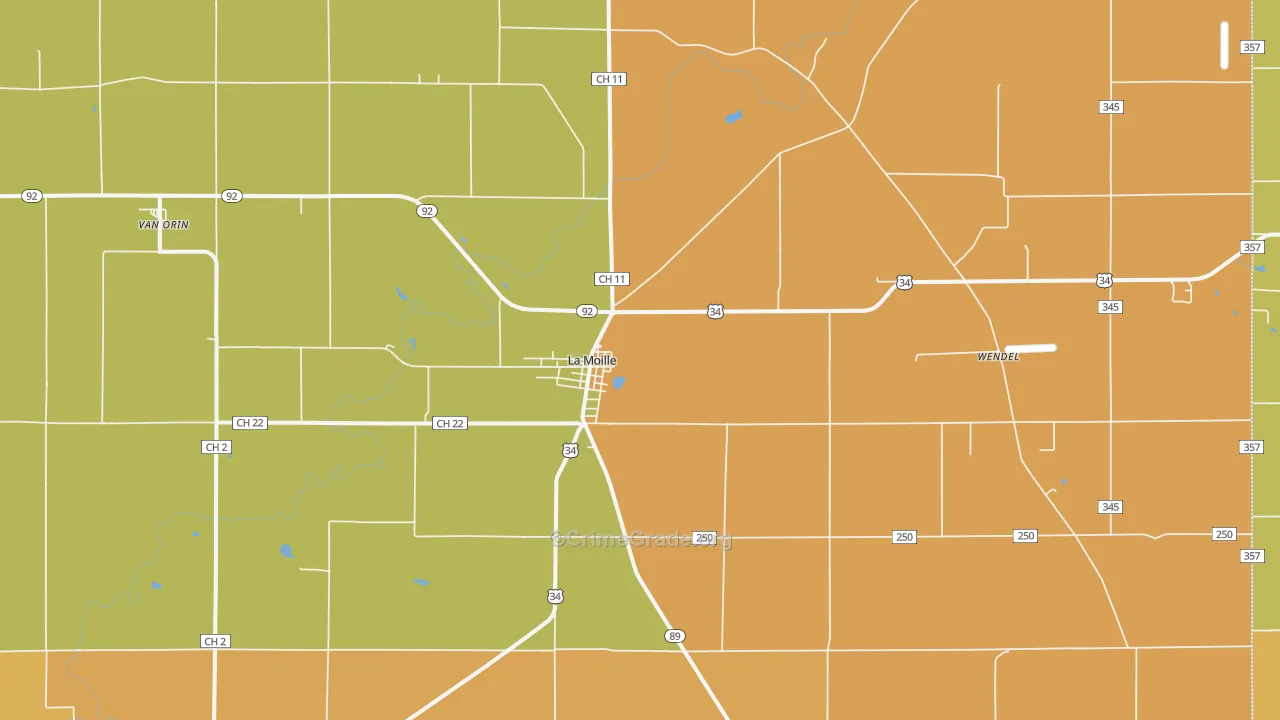 La Moille, IL Map of Robbery Rates