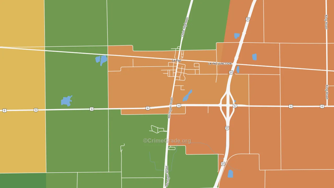 La Paz, IN Map of Robbery Rates