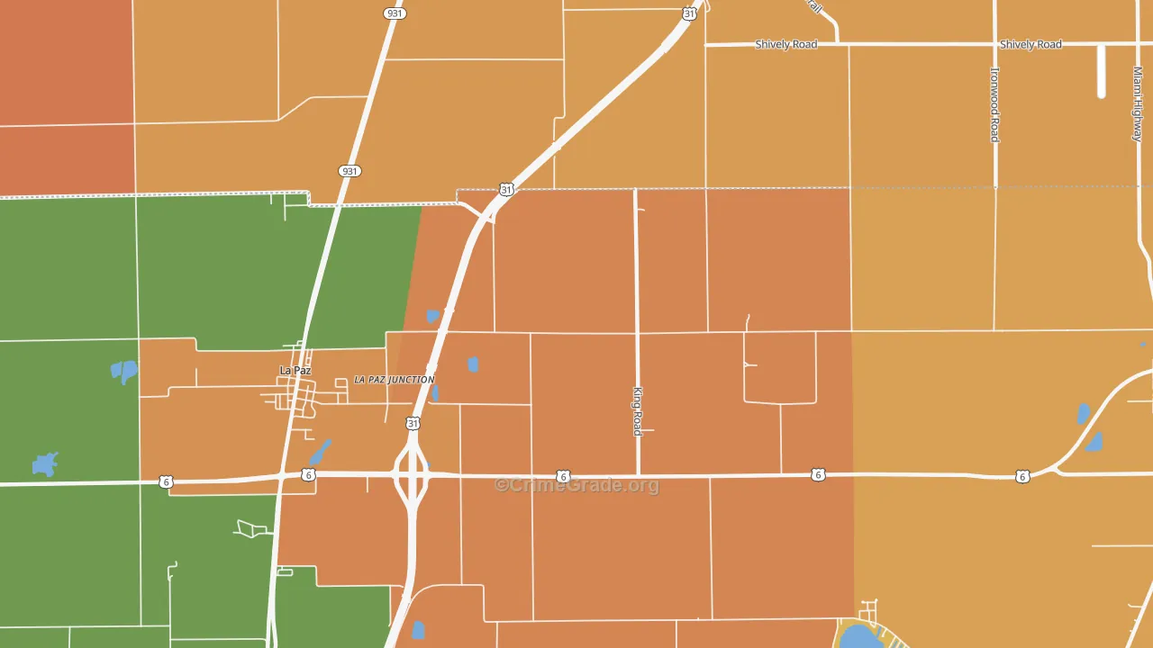 La Paz Junction, IN Map of Robbery Rates