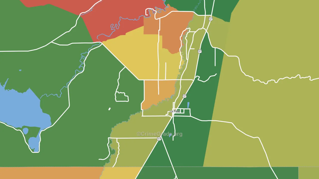 La Pine, OR Map of Robbery Rates