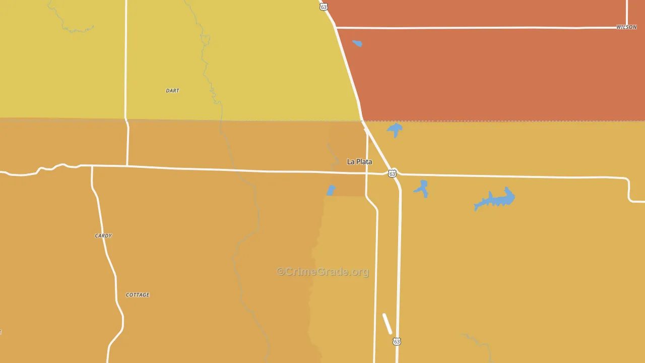 La Plata, MO Map of Robbery Rates