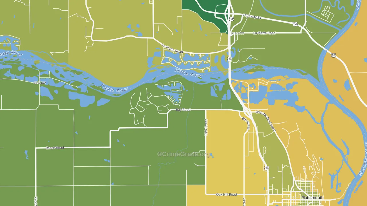 La Platte, NE Map of Robbery Rates