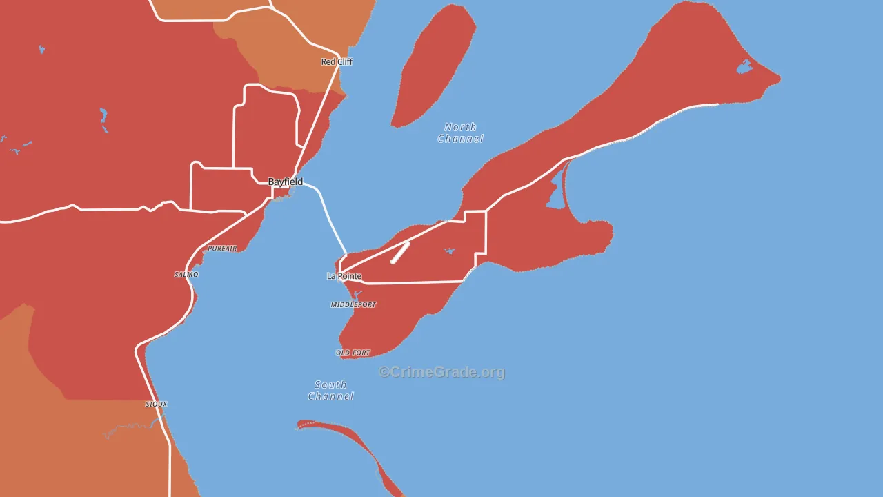 La Pointe, WI Map of Robbery Rates