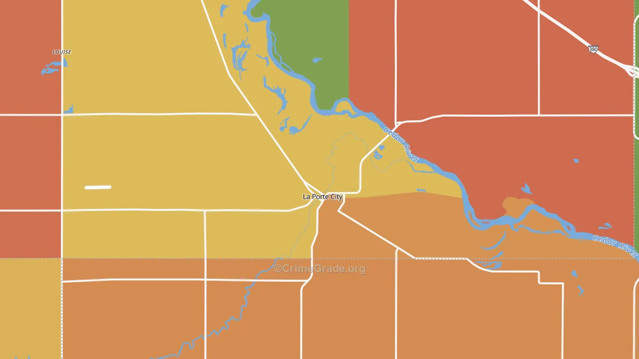 La Porte City, IA Map of Robbery Rates