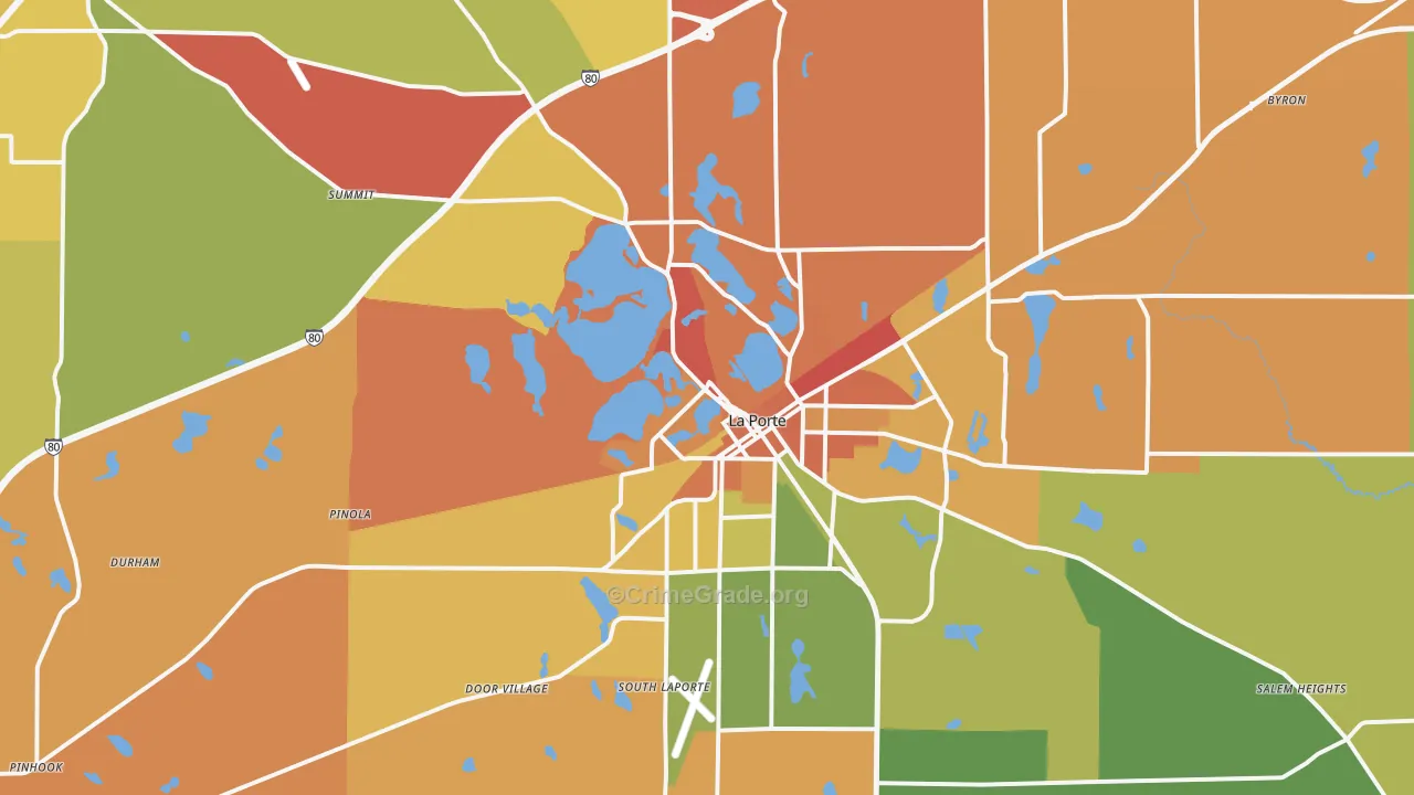 La Porte, IN Map of Robbery Rates