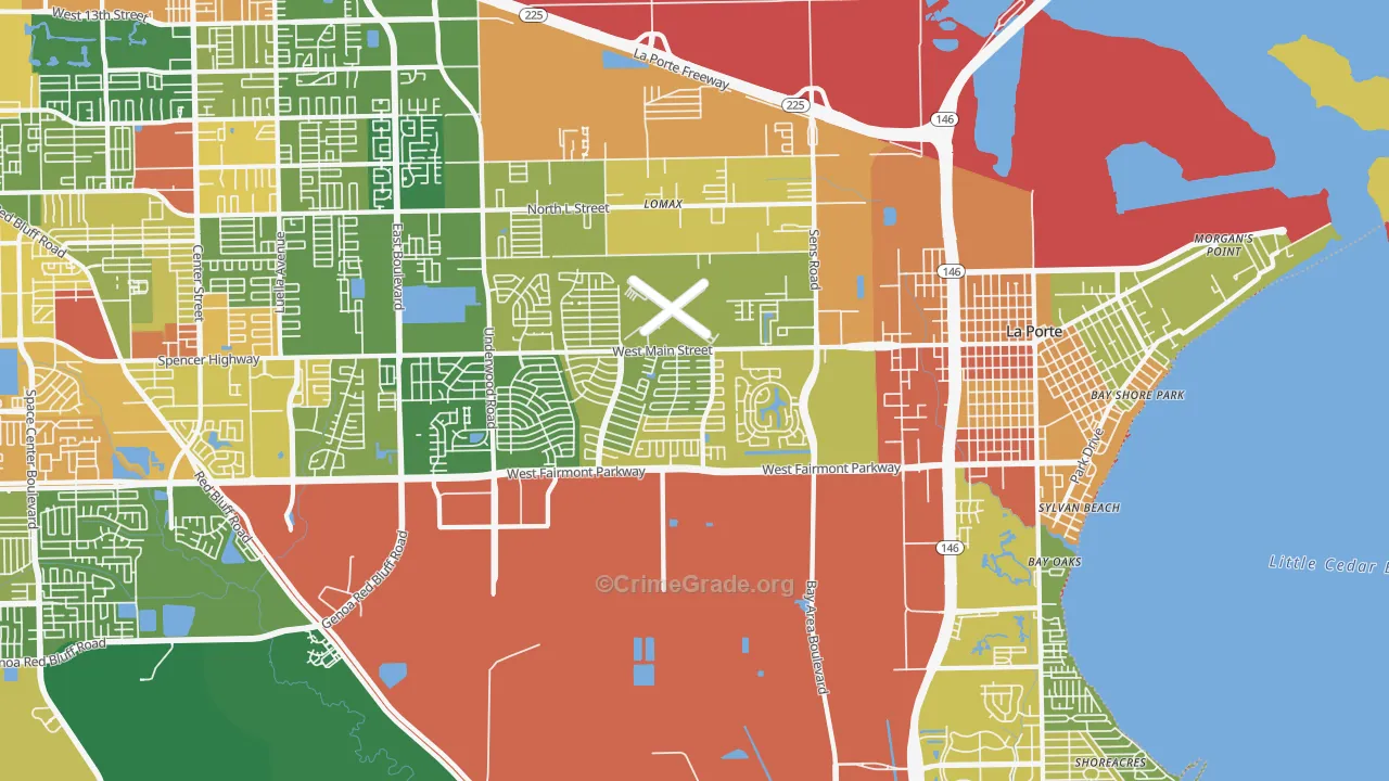 La Porte, TX Map of Robbery Rates