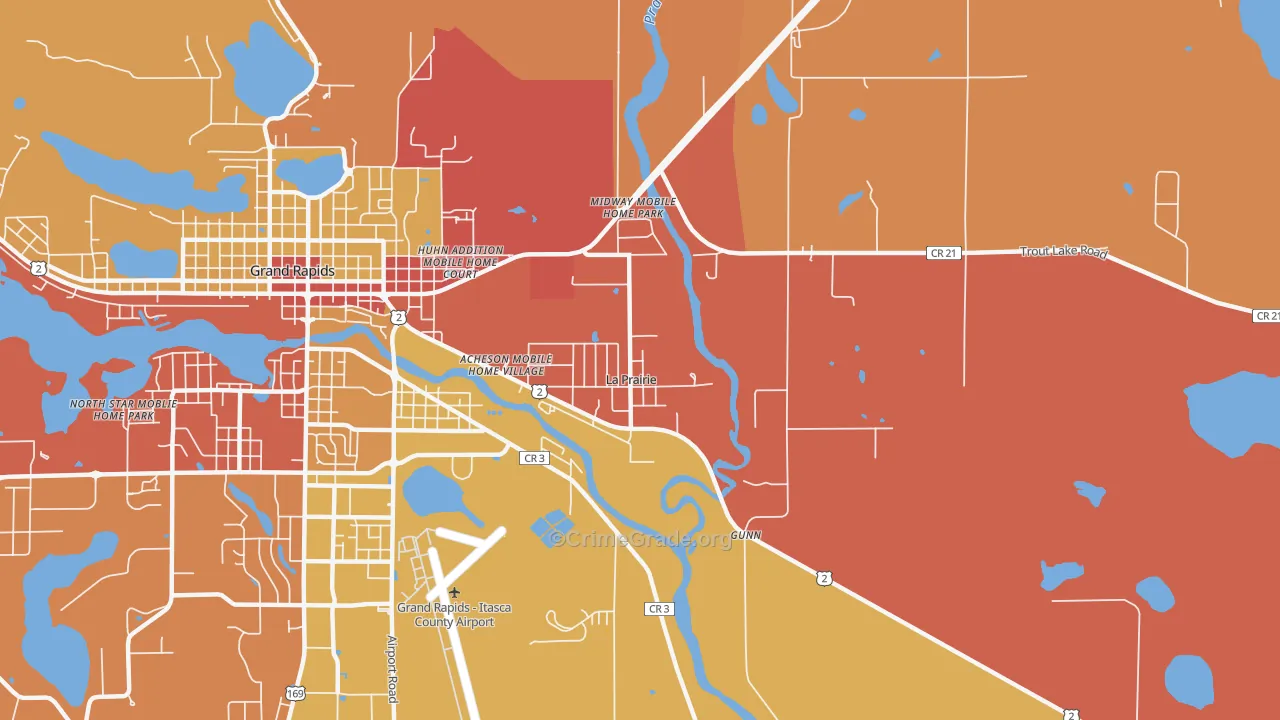 La Prairie, MN Map of Robbery Rates