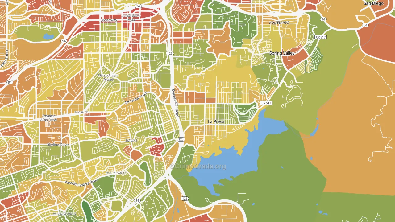 La Presa, CA Map of Robbery Rates