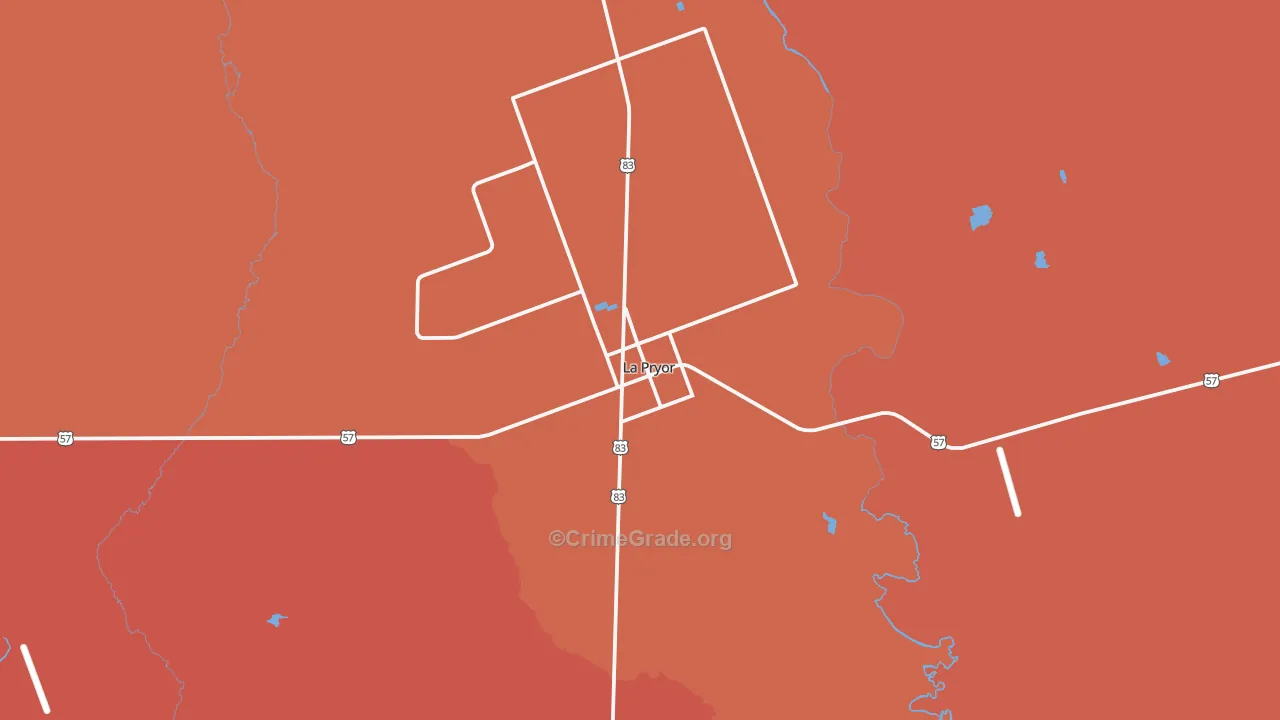 La Pryor, TX Map of Robbery Rates