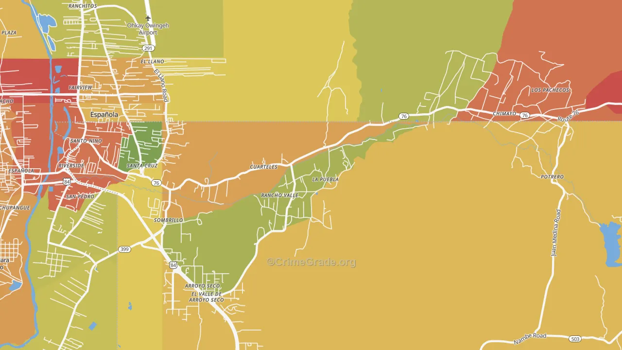 La Puebla, NM Map of Robbery Rates