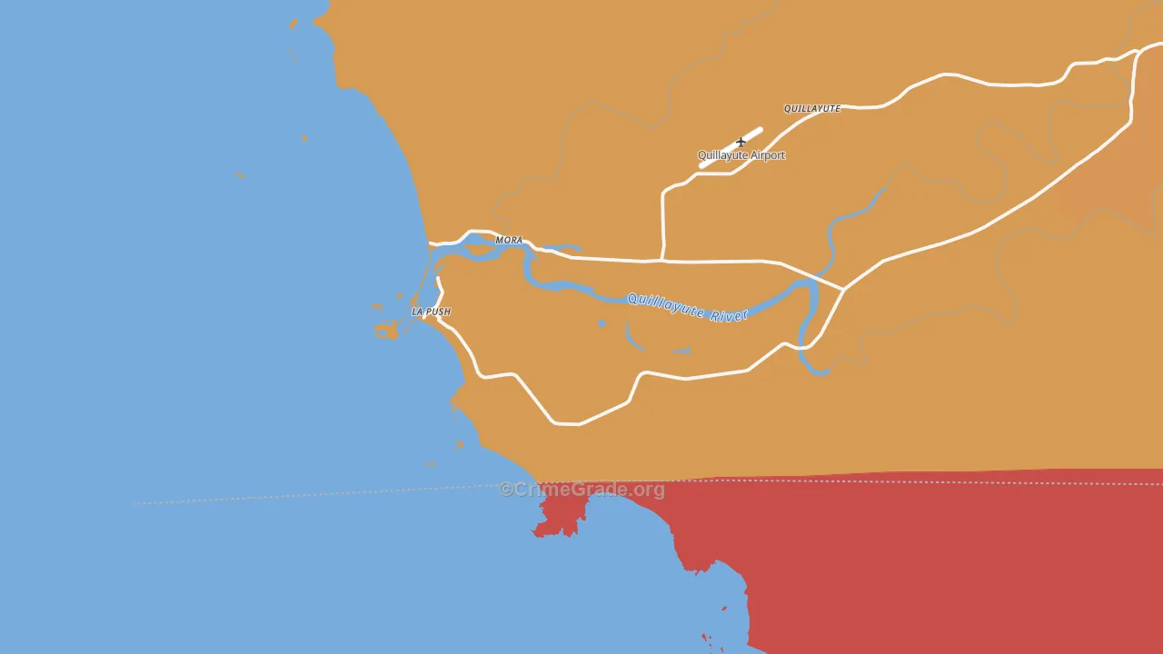 La Push, WA Map of Robbery Rates