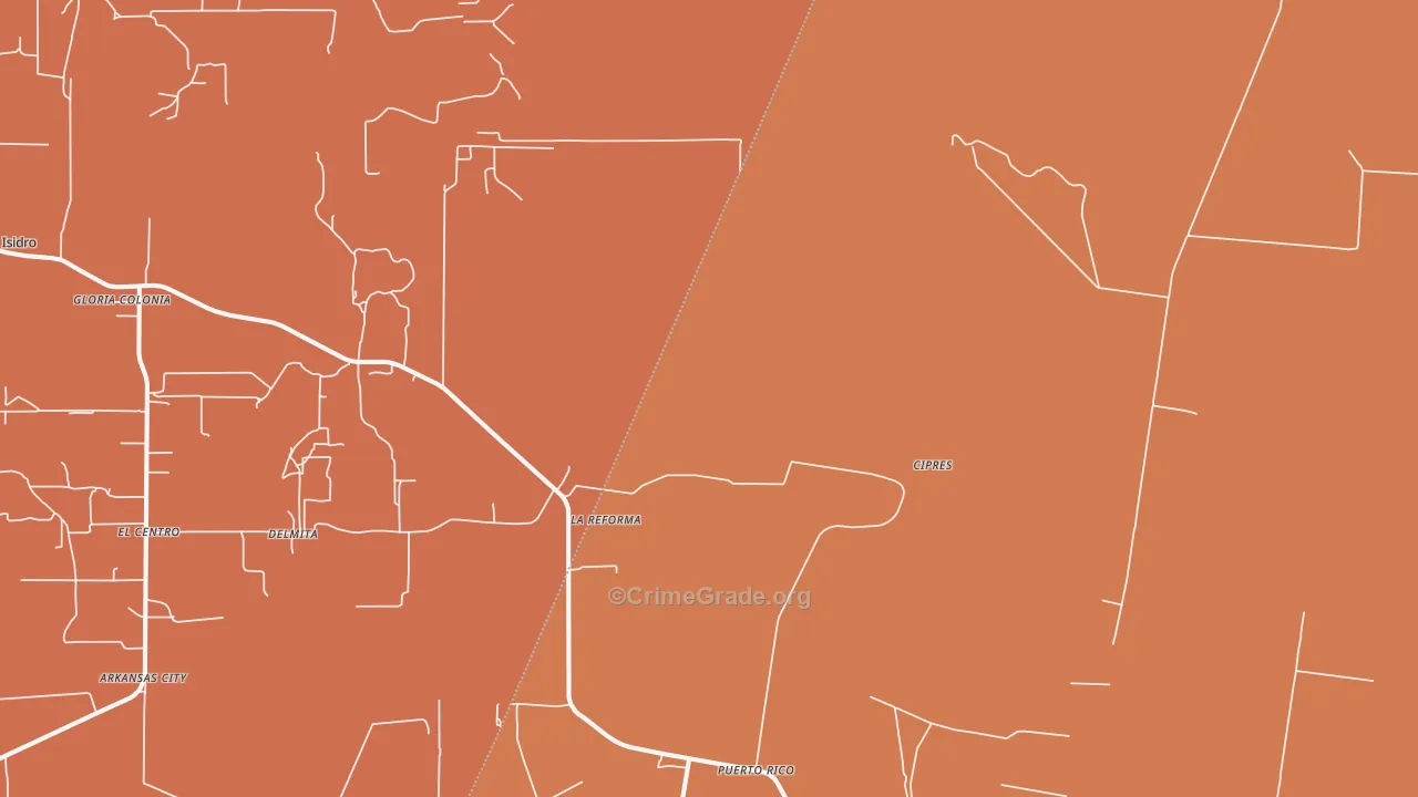 La Reforma, TX Map of Robbery Rates