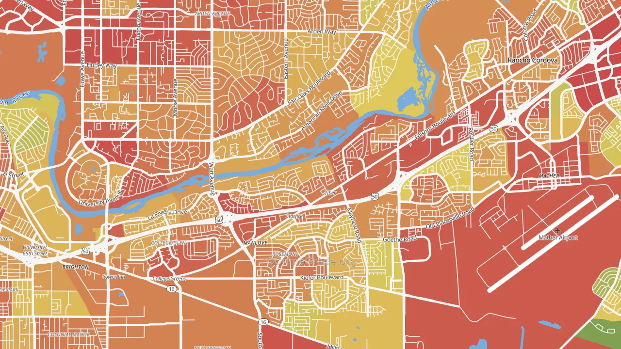 La Riviera, CA Map of Robbery Rates