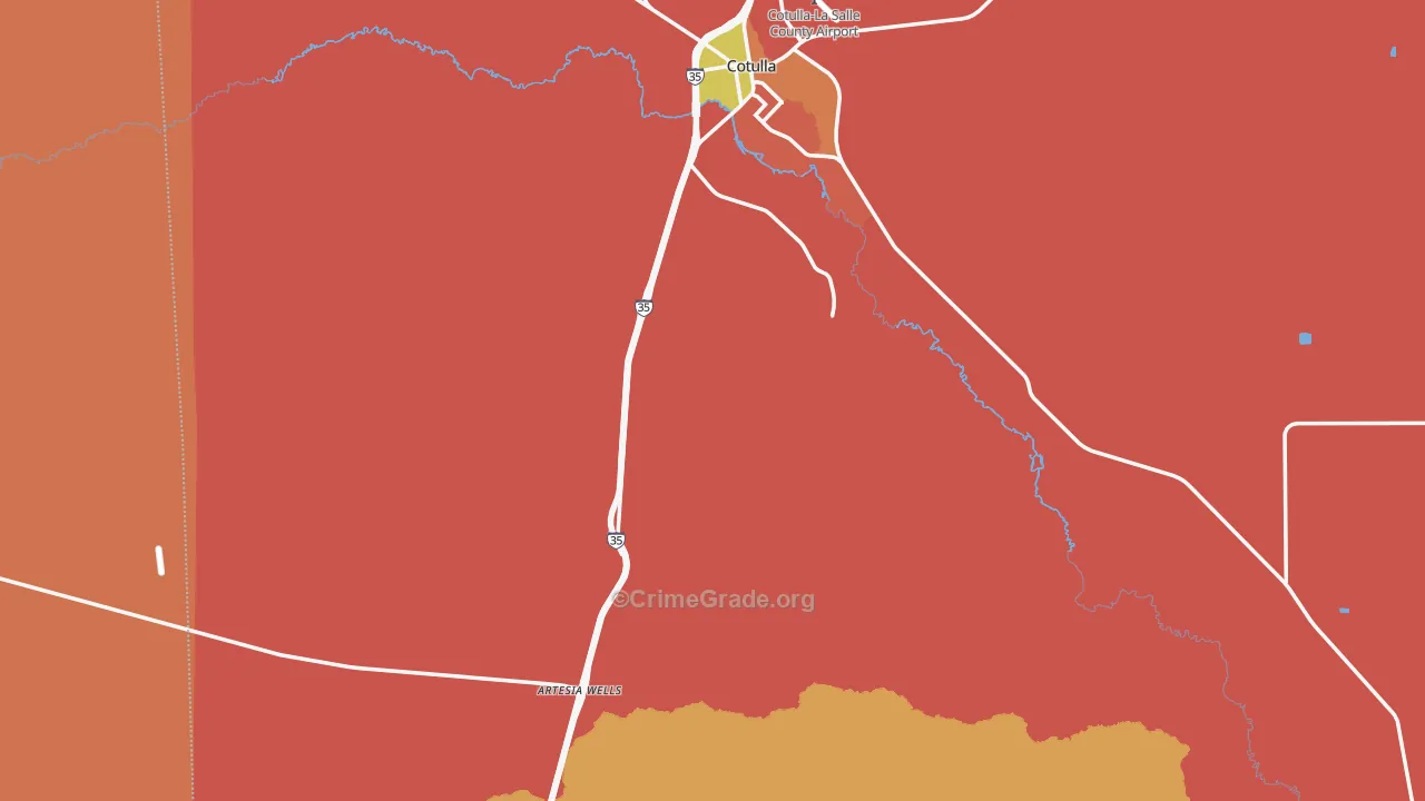 La Salle County, TX Map of Robbery Rates