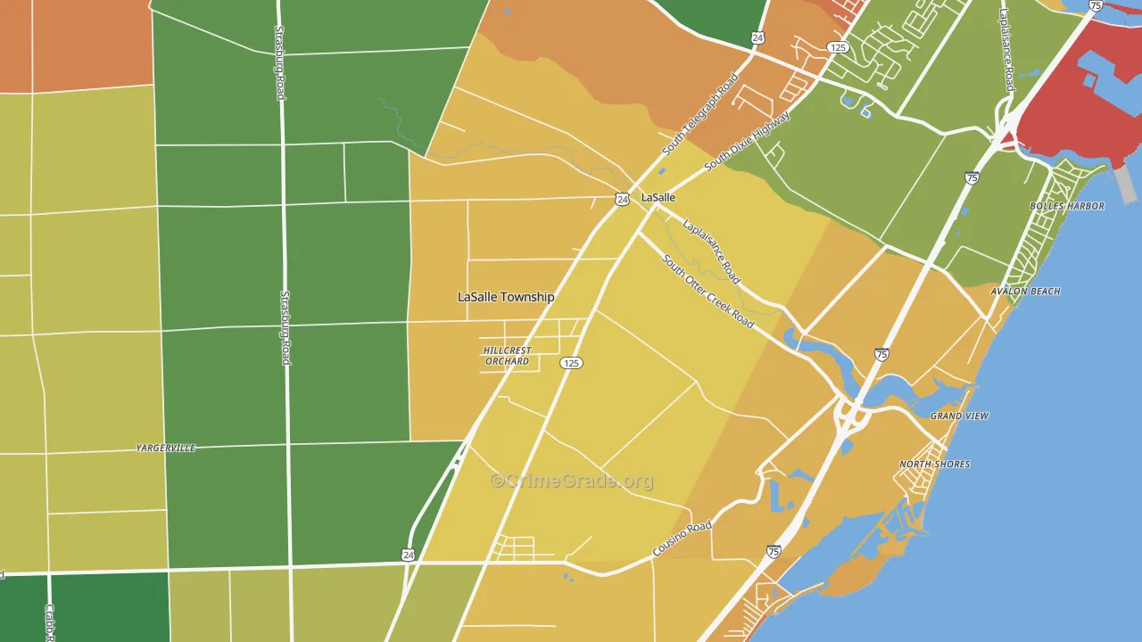 La Salle, MI Map of Robbery Rates
