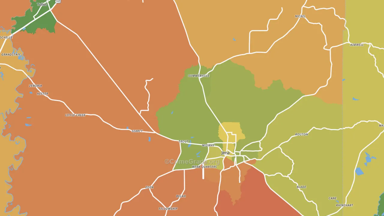 LaSalle Parish, LA Map of Robbery Rates